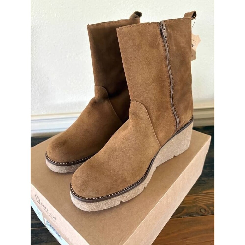 BERTUCHI Made in Spain Wedge Boots - Tan Suede -SZ EU 41 US 9.5-NIB